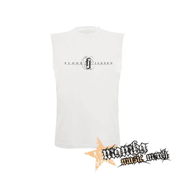 FLOOR JANSEN - Logo - biele pánske tričko bez rukávov