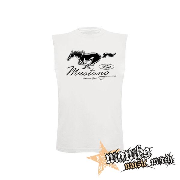 FORD MUSTANG - Horse Logo American Muscle - biele pánske tričko bez rukávov