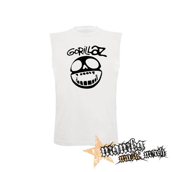 GORILLAZ - Noodle Skull Face - biele pánske tričko bez rukávov