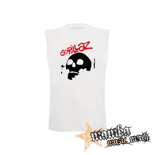 GORILLAZ - Skull - biele pánske tričko bez rukávov