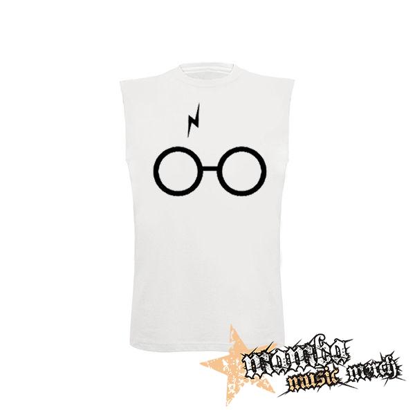 HARRY POTTER - Glasses Crest - biele pánske tričko bez rukávov