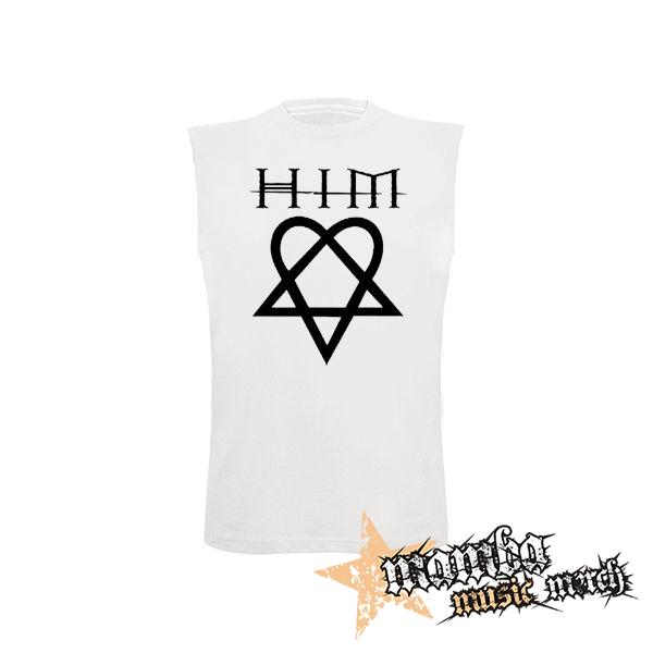 HIM - Heartagram & Logo - biele pánske tričko bez rukávov