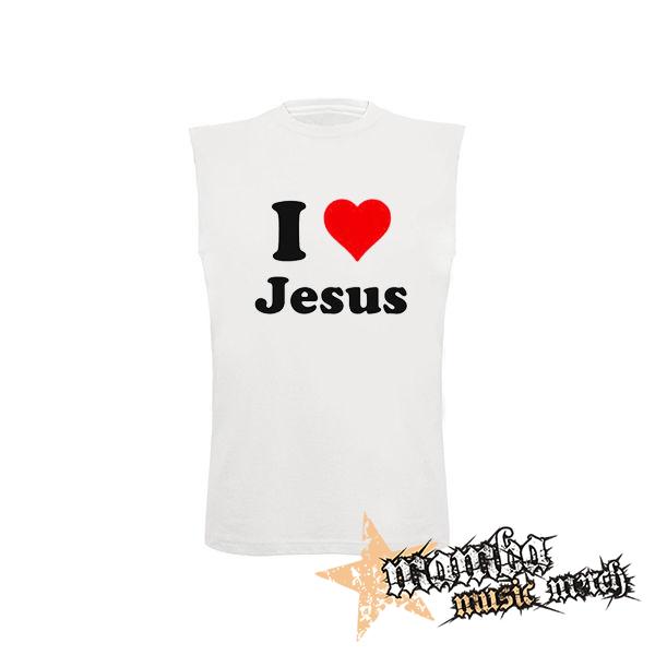 I LOVE JESUS - biele pánske tričko bez rukávov