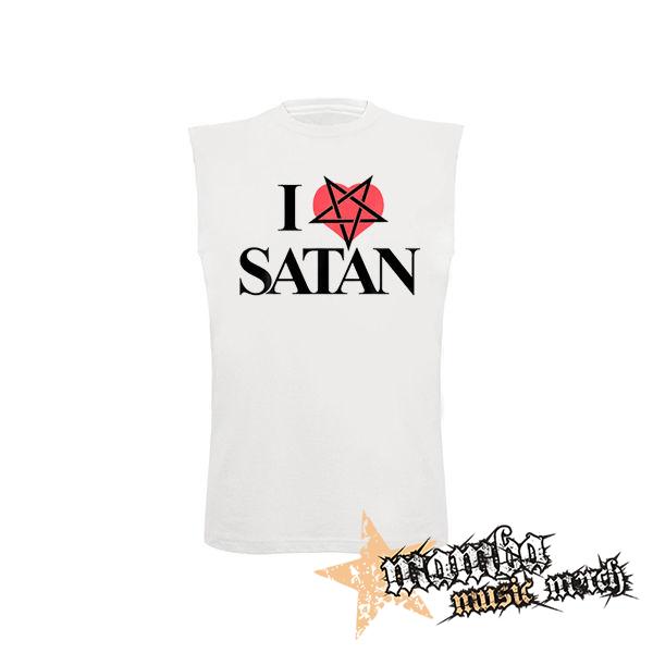 I LOVE SATAN - Pentagram Heart - biele pánske tričko bez rukávov