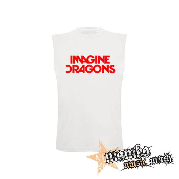 IMAGINE DRAGONS - Logo Red - biele pánske tričko bez rukávov