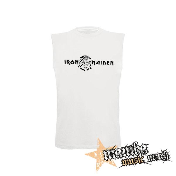 IRON MAIDEN - Logo Motive 2 - biele pánske tričko bez rukávov