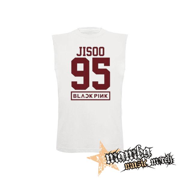 JISOO 95 - BLACKPINK - Pink Number Years - biele pánske tričko bez rukávov