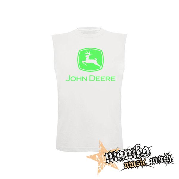 JOHN DEERE - Logo Green - biele pánske tričko bez rukávov