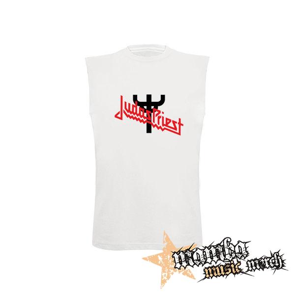 JUDAS PRIEST - Classic Logo Cross Symbol - biele pánske tričko bez rukávov