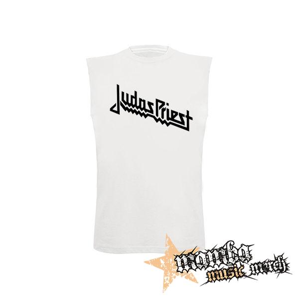JUDAS PRIEST - Classic Logo - biele pánske tričko bez rukávov