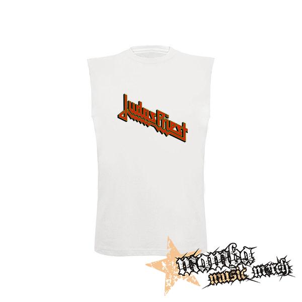 JUDAS PRIEST - Orange Yellow Classic Logo - biele pánske tričko bez rukávov