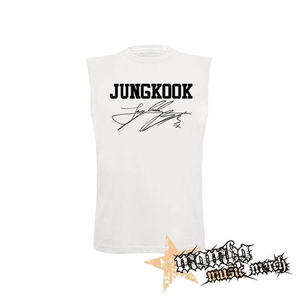 JUNGKOOK - Logo Signature - biele pánske tričko bez rukávov