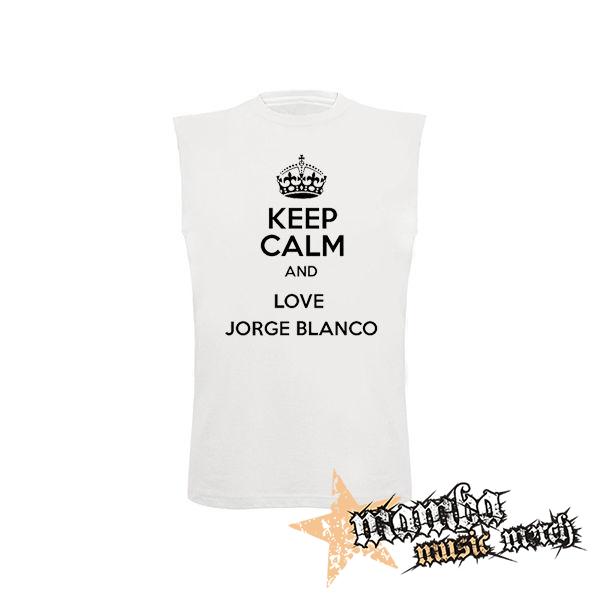KEEP CALM AND LOVE JORGE BLANCO - biele pánske tričko bez rukávov