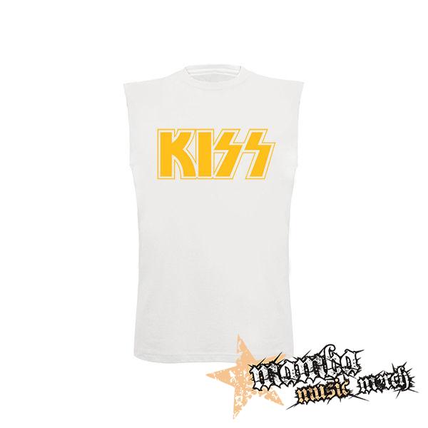 KISS - Yellow Logo - biele pánske tričko bez rukávov