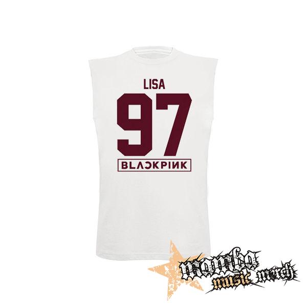 LISA 97 - BLACKPINK - Pink Number Years - biele pánske tričko bez rukávov