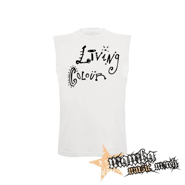 LIVING COLOUR - Logo - biele pánske tričko bez rukávov