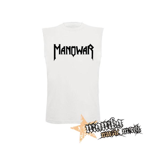 MANOWAR - Logo - biele pánske tričko bez rukávov