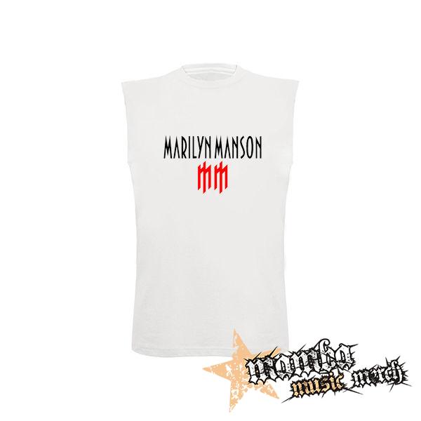 MARILYN MANSON - Logo Crest - biele pánske tričko bez rukávov
