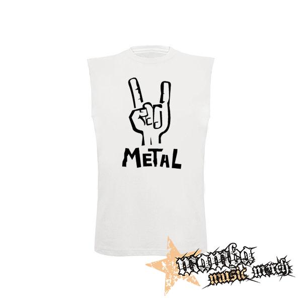 METAL - biele pánske tričko bez rukávov