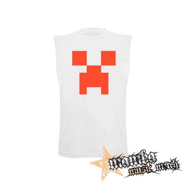 MINECRAFT - Red Creeper - biele pánske tričko bez rukávov
