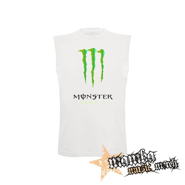 MONSTER ENERGY - Logo - biele pánske tričko bez rukávov