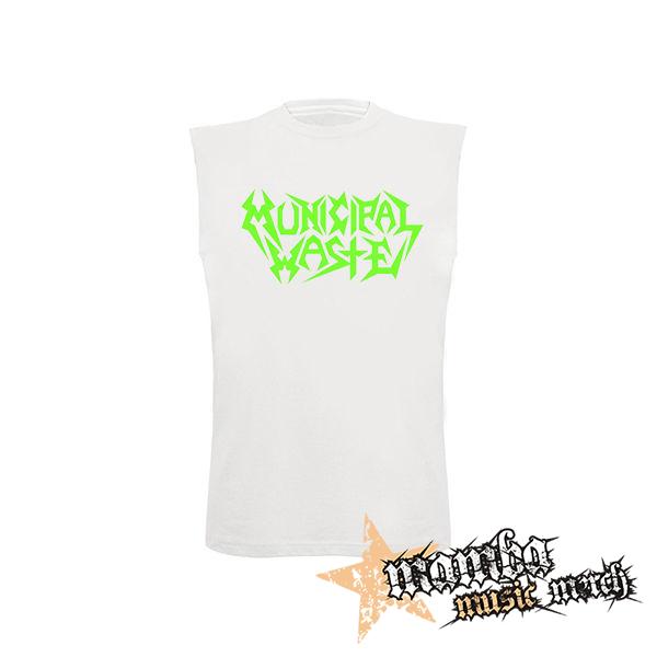 MUNICIPAL WASTE - Logo Green - biele pánske tričko bez rukávov