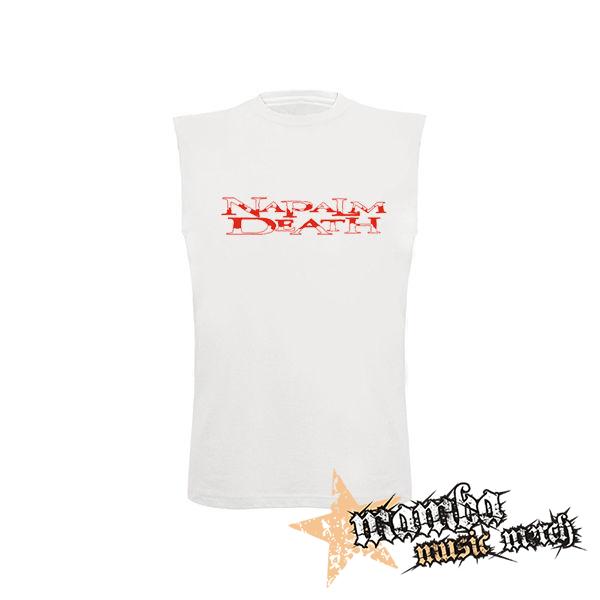 NAPALM DEATH - Red Logo - biele pánske tričko bez rukávov