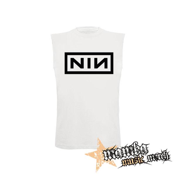 NINE INCH NAILS - Logo Crest - biele pánske tričko bez rukávov