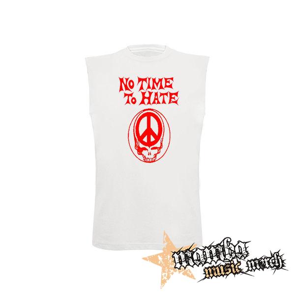 NO TIME TO HATE + PEACE SKULL - biele pánske tričko bez rukávov