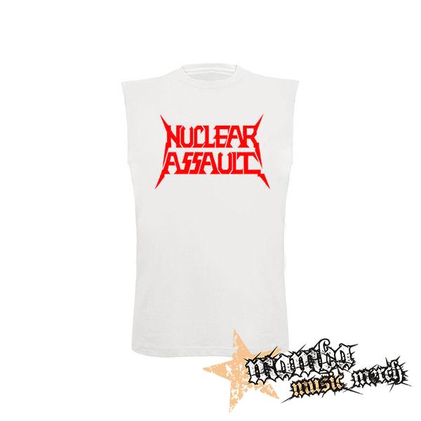 NUCLEAR ASSAULT - Logo Red - biele pánske tričko bez rukávov