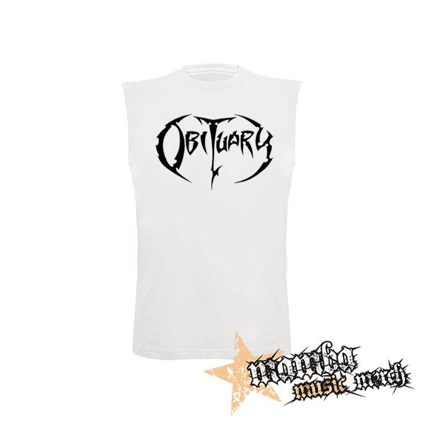 OBITUARY - Logo - biele pánske tričko bez rukávov