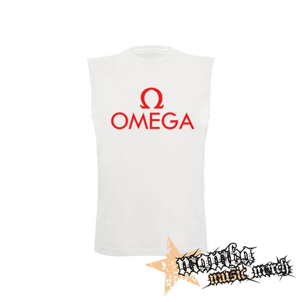 OMEGA - Red Logo - biele pánske tričko bez rukávov