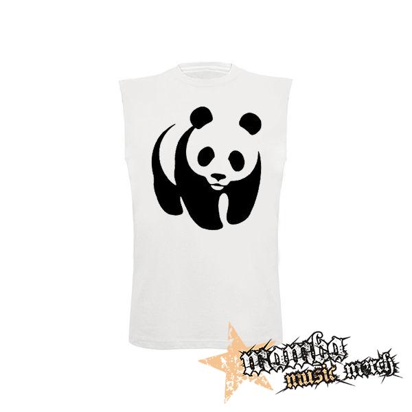 PANDA - biele pánske tričko bez rukávov