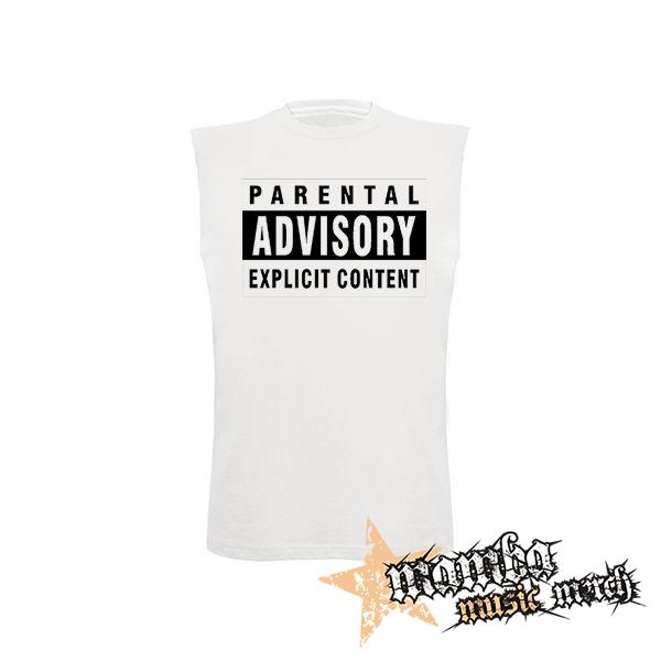 PARENTAL ADVISORY EXPLICIT CONTENT - Logo - biele pánske tričko bez rukávov