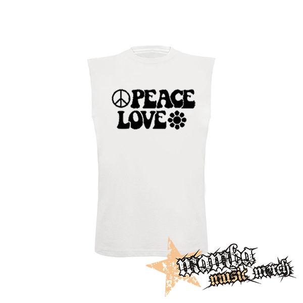 PEACE LOVE - biele pánske tričko bez rukávov