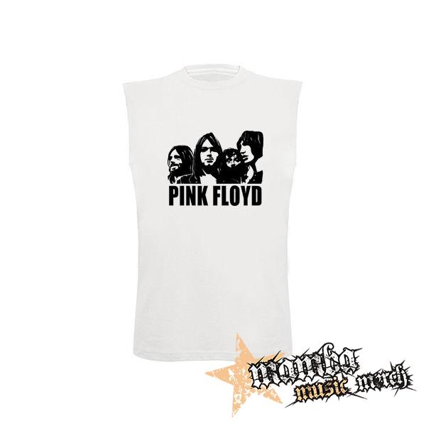PINK FLOYD - Logo & Band - biele pánske tričko bez rukávov