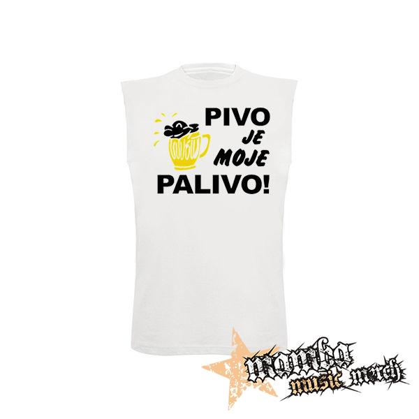 PIVO JE MOJE PALIVO - biele pánske tričko bez rukávov