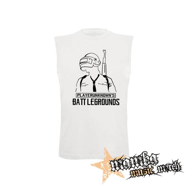 PUBG - Crest - biele pánske tričko bez rukávov