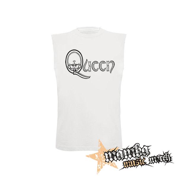 QUEEN - Logo Simple - biele pánske tričko bez rukávov