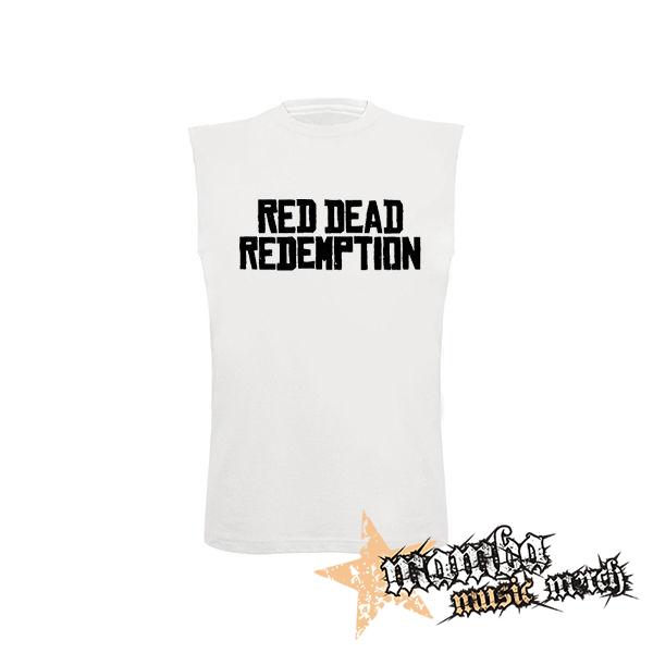 RED DEAD REDEMPTION - Logo - biele pánske tričko bez rukávov