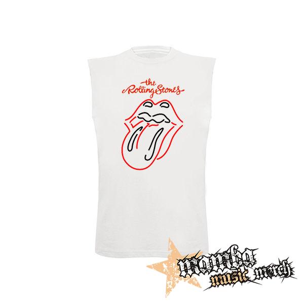 ROLLING STONES - Custom Tongue - biele pánske tričko bez rukávov