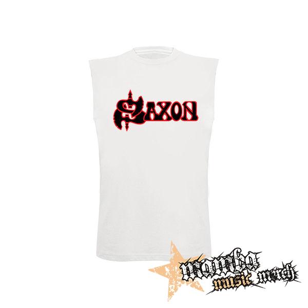 SAXON - Logo - biele pánske tričko bez rukávov