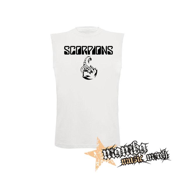 SCORPIONS - Logo Crest - biele pánske tričko bez rukávov