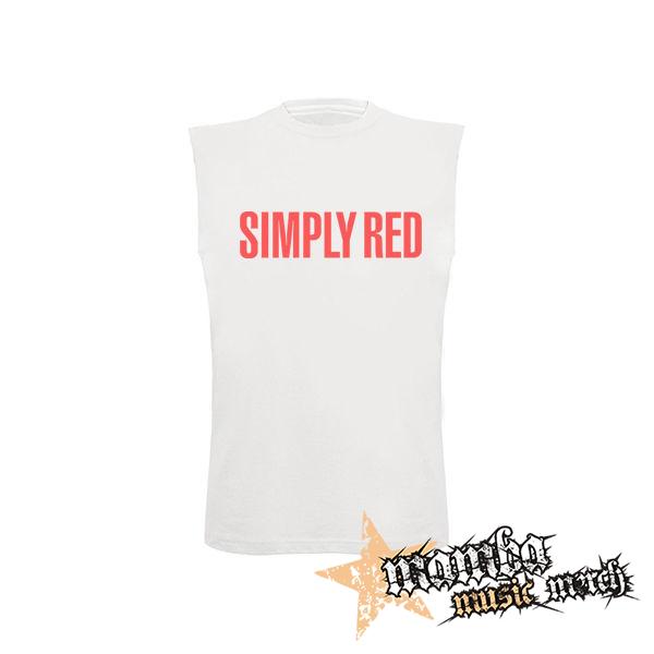 SIMPLY RED - Logo - biele pánske tričko bez rukávov