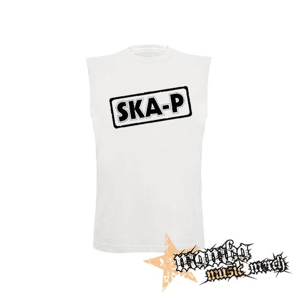 SKA-P - Logo Black - biele pánske tričko bez rukávov
