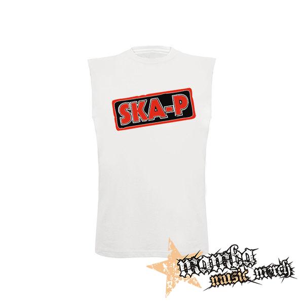 SKA-P - Logo Red Black - biele pánske tričko bez rukávov