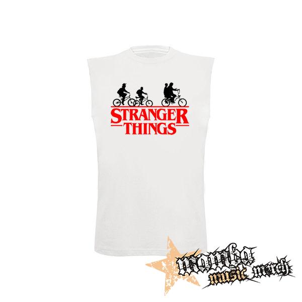 STRANGER THINGS - Bicycle Gang - biele pánske tričko bez rukávov
