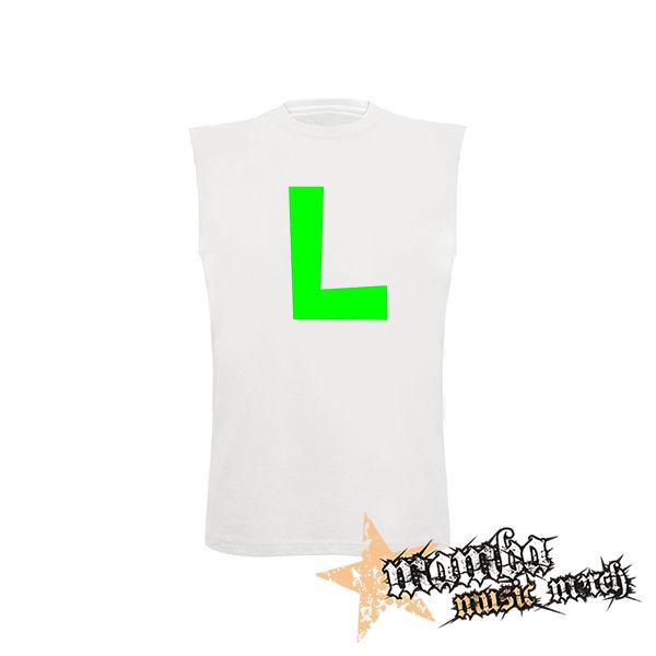 SUPER MARIO - Green Luigi Logo - biele pánske tričko bez rukávov