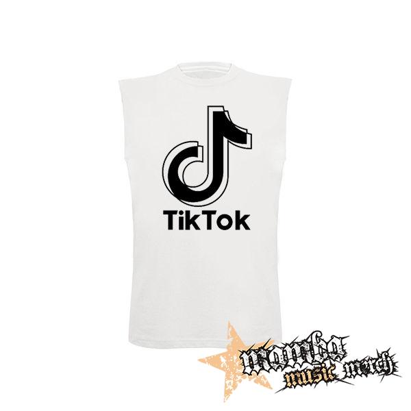TIK TOK - Double Logo - biele pánske tričko bez rukávov