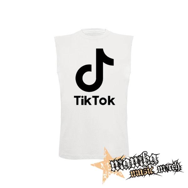 TIK TOK - Logo - biele pánske tričko bez rukávov